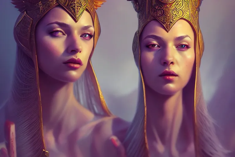 Image similar to Girl Priestess fantasy, robes, ankh symbol, intricate, elegant, highly detailed, digital painting, artstation, concept art, smooth, sharp focus, illustration, art by Ilja Repin, octane render, RPG_portrait