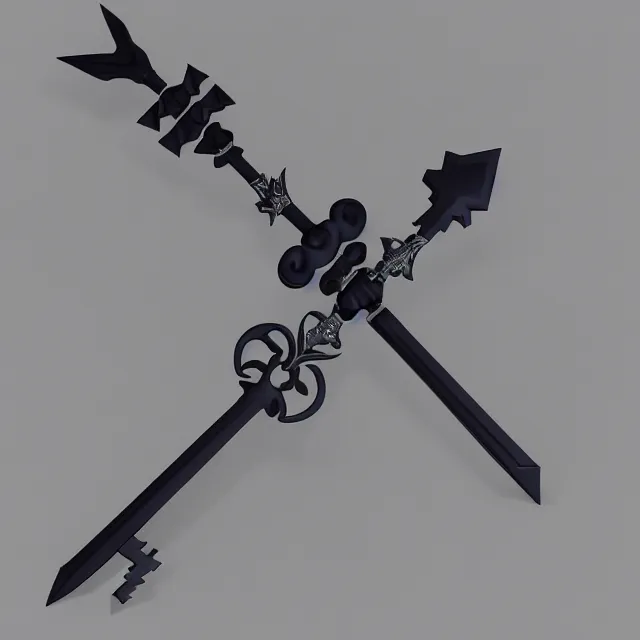 Image similar to kingdom hearts keyblade designed by balenciaga, dark cinematic, volumetric, realistic, 3 d render, cinematic lighting, ray tracing, cinematic, unreal engine 5, unreal engine render, octane render, hyper realistic, photo, 8 k