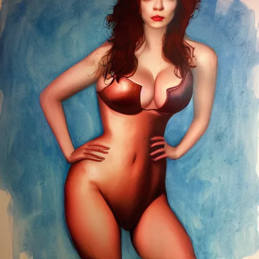 Image similar to christina hendricks body by f. k forberg, realistic,