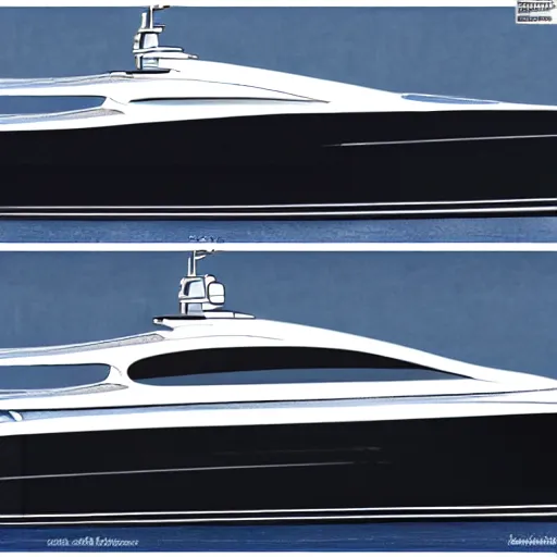 Image similar to sketches of super yacht, technical, detailed