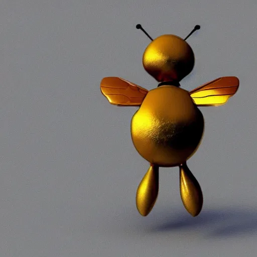 Image similar to 3d bee made of metal, shiny, playing guitar onstage