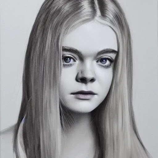 Image similar to professional painting of Elle Fanning in the style of Paola Vetri, head and shoulders portrait, symmetrical facial features, smooth, sharp focus, illustration, intricate, stormy weather, extremely detailed masterpiece,