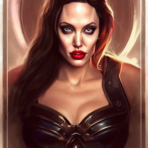 Image similar to a portrait of angelina jolie as a league of legends character, by tom bagshaw