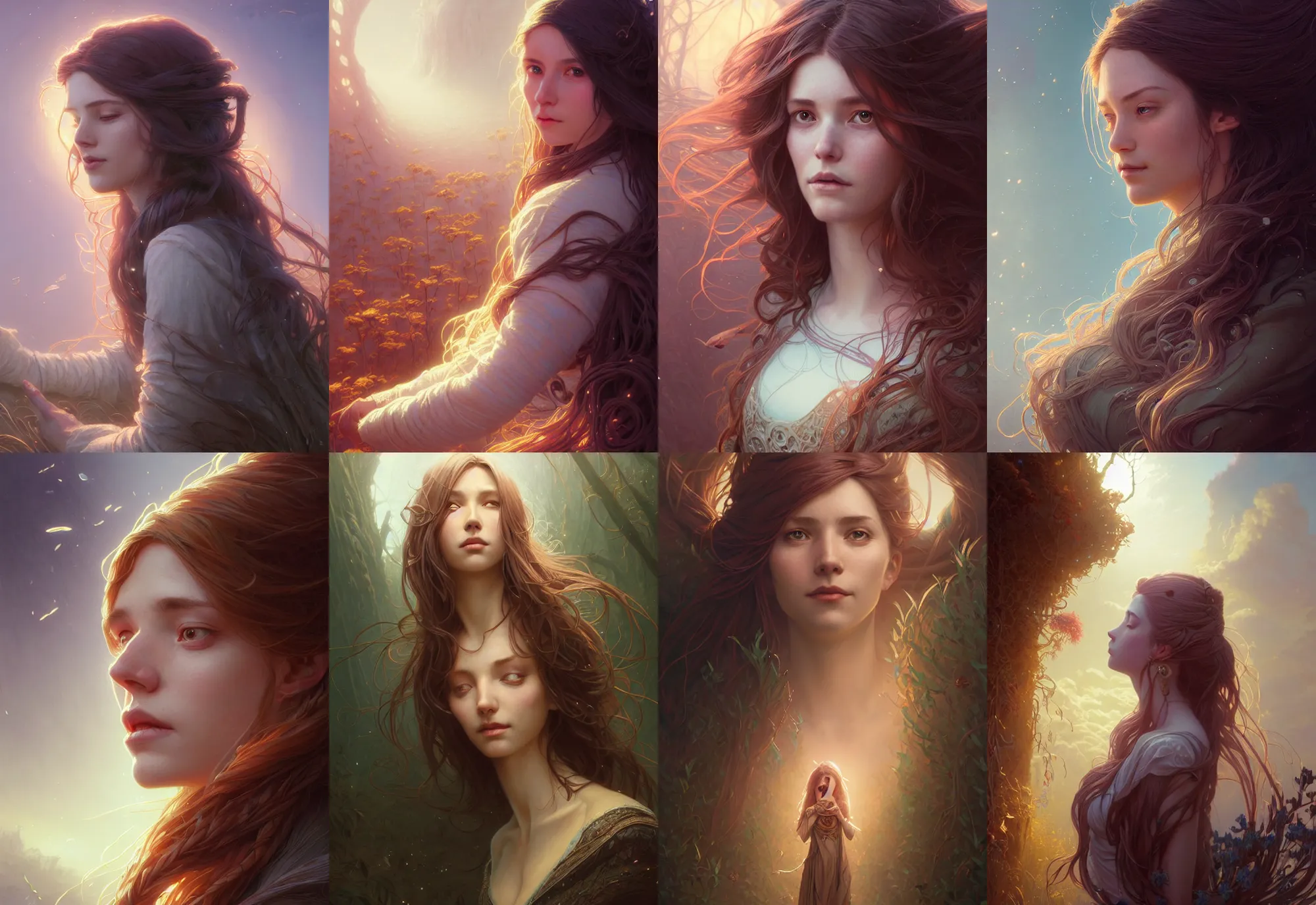 Image similar to highly detailed portrait of a woman with long hairs, stephen bliss, unreal engine, fantasy art by greg rutkowski, loish, rhads, ferdinand knab, makoto shinkai and lois van baarle, ilya kuvshinov, rossdraws, tom bagshaw, alphonse mucha, global illumination, radiant light, detailed and intricate environment