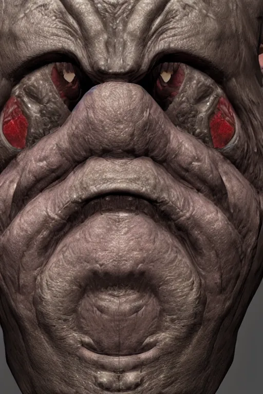 Image similar to close up beautiful zbrush scupt of a zergling's battle worn face