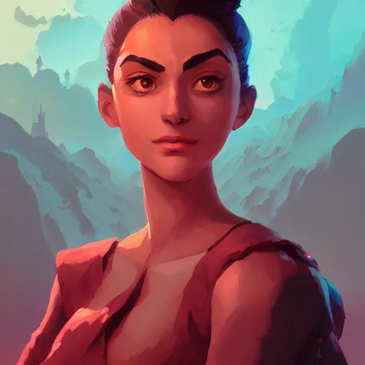 Image similar to profile portrait, maya ali mage, gloomhaven, dynamic lighting, gaudy colors, octane render aesthetic, matte painting concept art, official fanart behance hd artstation by jesper ejsing, by rhads and makoto shinkai and lois van baarle and ilya kuvshinov and rossdraws