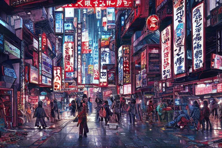 Image similar to Interior of a Japanese cyberpunk city, by Jeff Easley, trending on artstation