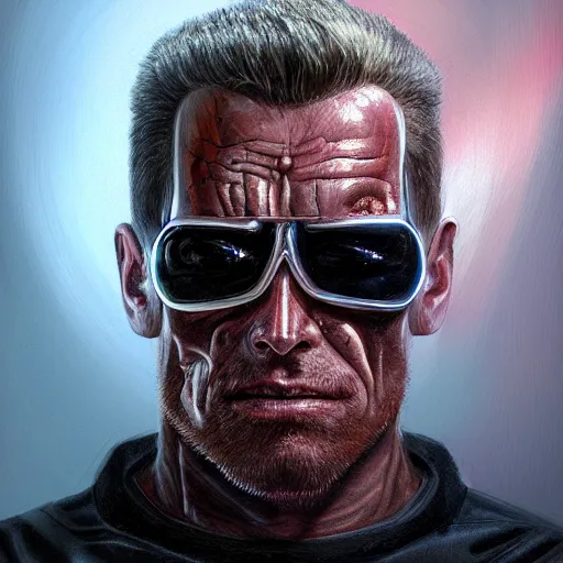 Image similar to portrait of a terminator, rev 9 9 model, machine face, upper half portrait, highly detailed digital painting artstation concept art smooth sharp focus illustration, 8 k, high - res