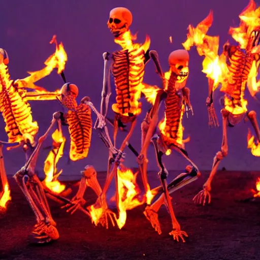 Prompt: Flaming Skeletons