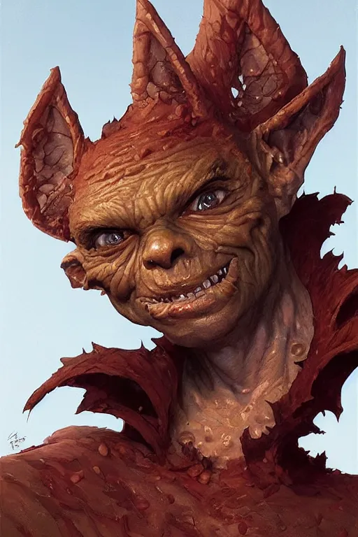 Image similar to portrait of the cork goblin herald wearing gluey cap by artgerm and Craig Mullins, James Jean, Andrey Ryabovichev, Mark Simonetti and Peter Morbacher 16k