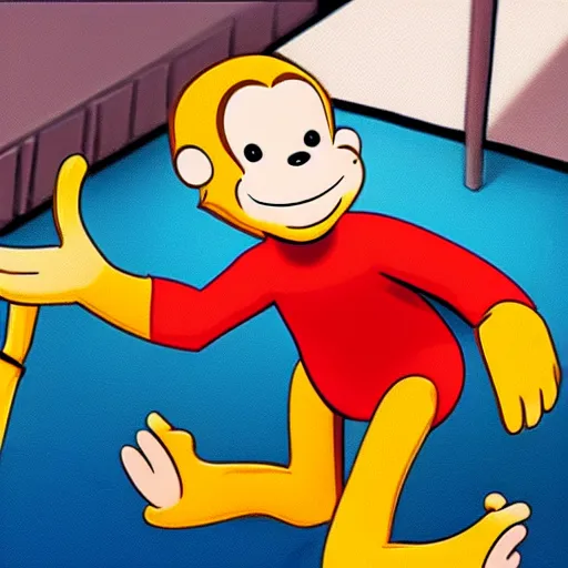 Prompt: curious george at stripclub in fortnite