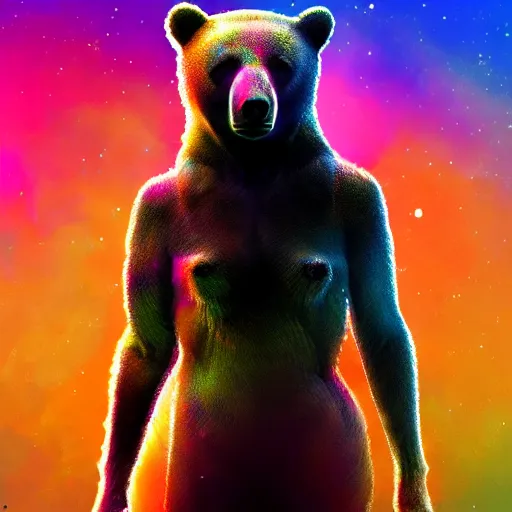 Image similar to 4k artstation prismatic bear in the style of Alex Garland's Annihilation