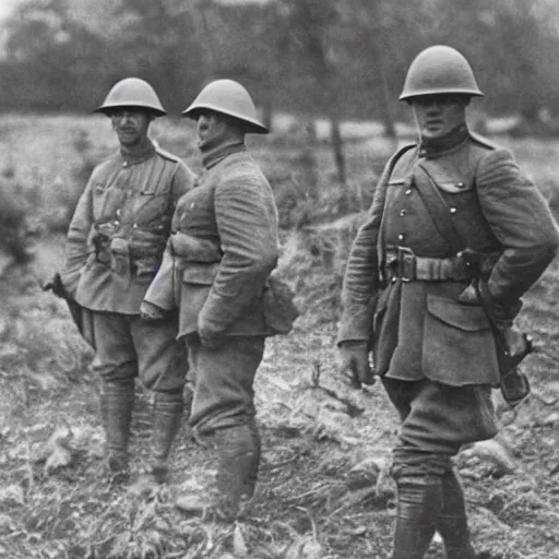 Prompt: previously unseen leaked ww1 photographs of kirby on the battlefield, soldier kirby photo restoration ww1 era photograph, soldier kirby in ww1 field