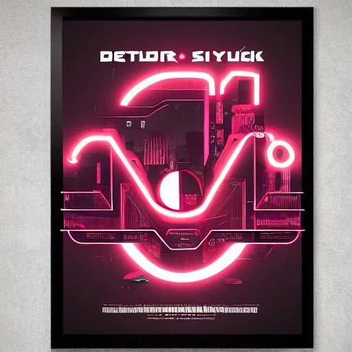 Image similar to demo poster of a stylized font, cyberpunk, behance, hd