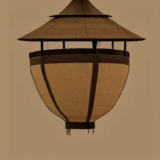 Prompt: A hanging ancient Japanese paper lantern, prop concept art design ,artstation. render in C4D