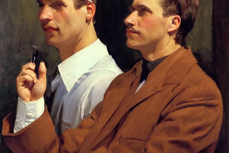 Prompt: self - portrait, painting by brothers hildebrandt