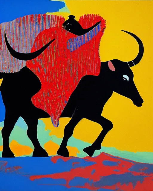 Image similar to the matador and the Bull, painting by Daniel richter