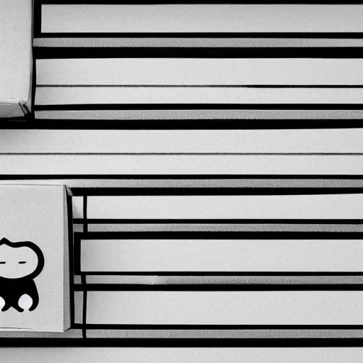 Image similar to box design modern black and white color scheme, minimalist, nature, cute characters