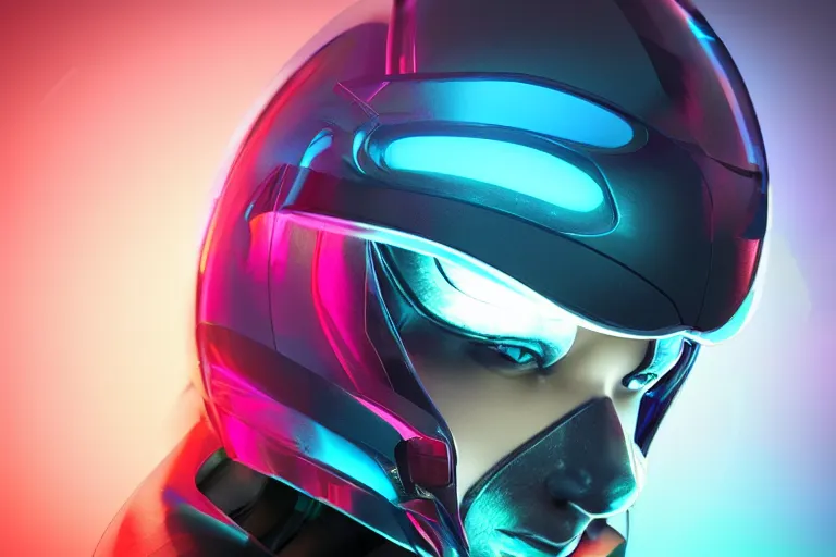 Image similar to futuristic fluid aquamarine helmet visor, intricate, glowing, eyecandy, colorful, 3 d, octane render, photorealistic, modern, warp,