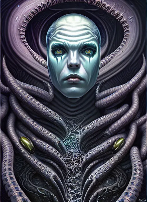 Prompt: cosmic lovecraft giger fractal random hero portrait, pixar style, by tristan eaton stanley artgerm and tom bagshaw.