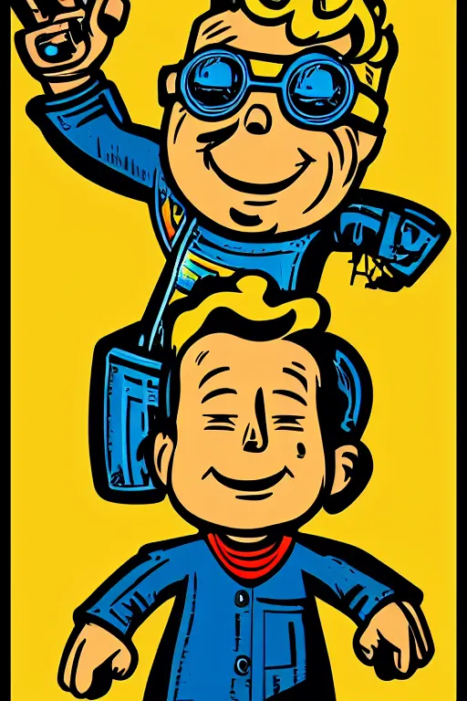 Image similar to fallout 7 6 retro futurist illustration art by butcher billy, sticker, colorful, illustration, highly detailed, simple, smooth and clean vector curves, no jagged lines, vector art, smooth andy warhol style