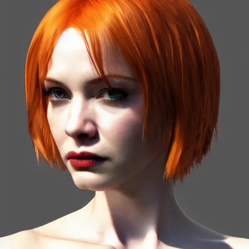 Prompt: 3 d render of christina hendricks in cyberpunk, smooth, intricate, octane, reflects, ultra detailed, sharp focus, symmetry