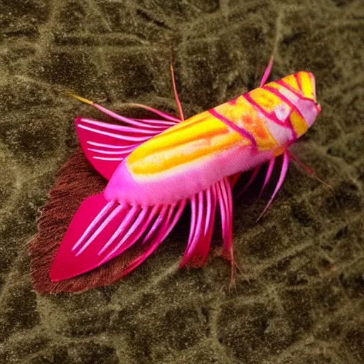 Image similar to an anthro rosy maple moth squid hybrid