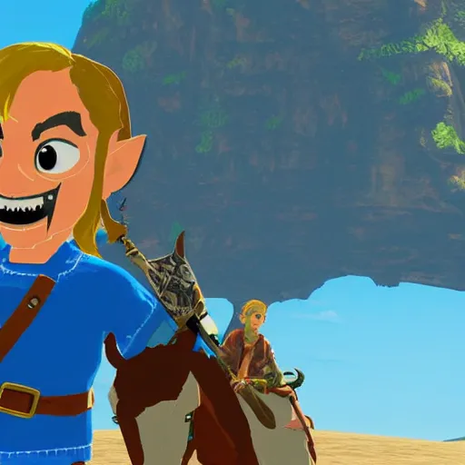 Prompt: Steve Buscemi in The Legend of Zelda Breath of the Wild