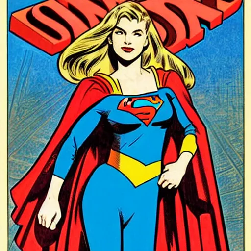 Prompt: supergirl. well composed, clean elegant painting, beautiful detailed face. comic book art by steve ditko and jack kirby and ( alphonse mucha )