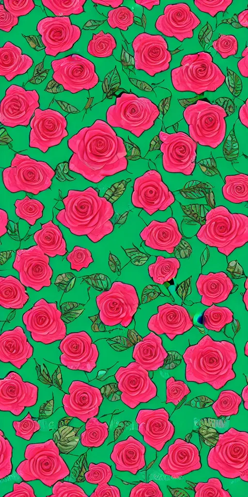 Image similar to seamless pattern of beautiful roses with leaves and throns, colourful, symmetrical, repeating 35mm photography