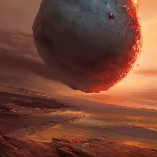 Image similar to meteor hitting earth, concept art by greg rutkowski, highly detailed, ultra realistic