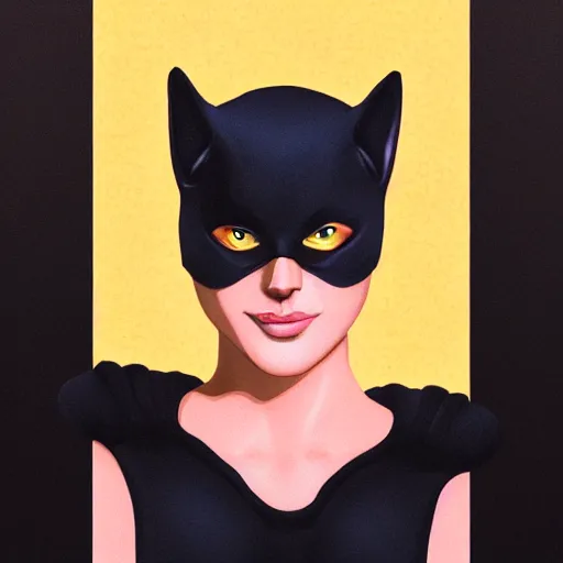 Image similar to Kyrsten Ritter as Cat Woman, Golden Hour, Photorealistic