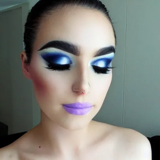 Image similar to A completely normal human face with beautiful makeup