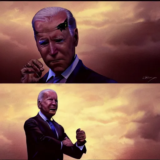 Image similar to joe biden crying, dramatic lighting, cinematic, establishing shot, extremly high detail, photorealistic, cinematic lighting, artstation, style by James Gurney