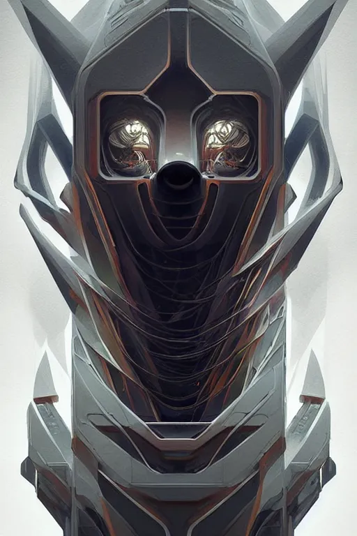 Image similar to professional concept art symmetrical portrait of a horrendous robotic fractal predatory species in a dark room by artgerm and greg rutkowski. an intricate, elegant, highly detailed digital painting, cubism, concept art, smooth, sharp focus, illustration, in the style of cam sykes.