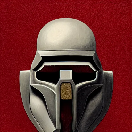 Prompt: portrait of mf doom, gray metal steel mask, dark skin underneath. red t - shirt, beige complex background, intricate, elegant, highly detailed, digital painting, artstation, concept art, smooth, sharp focus, illustration, by anato finnstark, boissb - blanca. j, cindy avelino, clint cearley, anna podedworna