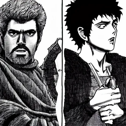 Prompt: George Lucas in Berserk manga by Kentaro Miura