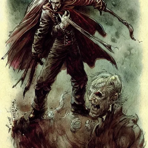 Image similar to ( ( ( ( ( van helsing fights dracula. muted colors. ) ) ) ) ) by jean - baptiste monge!!!!!!!!!!!!!!!!!!!!!!!!!!!