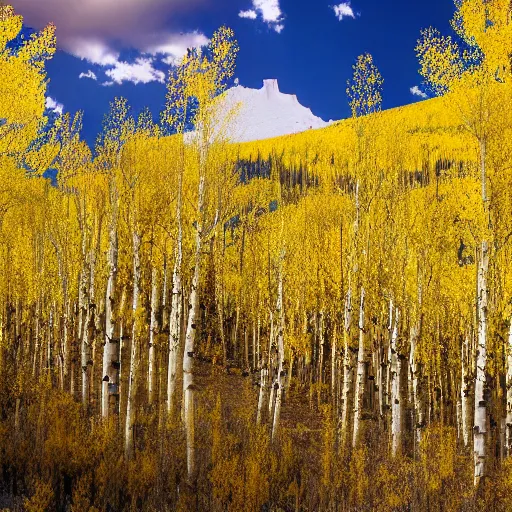 Image similar to Aspen Cemetery near the base of a mountain with an Aspen Grove, photo-realistic, high resolution, 8k, Colorado