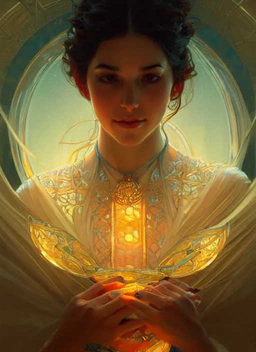 Prompt: water, glowing lights!! intricate elegant, highly detailed, digital painting, artstation, concept art, smooth, sharp focus, illustration, art by artgerm and greg rutkowski and alphonse mucha