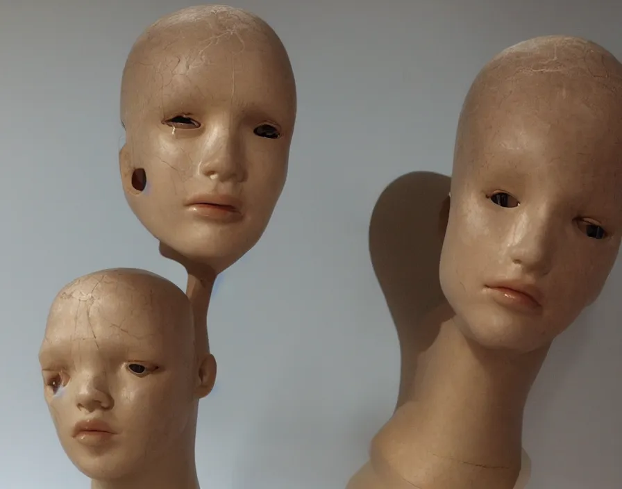 Image similar to a plastic mannequin head inside