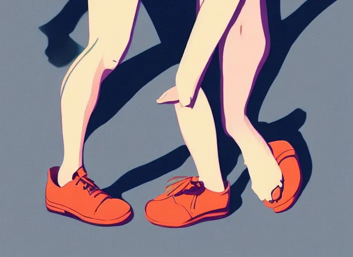 Image similar to a man's leg and a woman's leg. their feet are touching. clean cel shaded vector art. shutterstock. behance hd by lois van baarle, artgerm, helen huang, by makoto shinkai and ilya kuvshinov, rossdraws, illustration, art by ilya kuvshinov