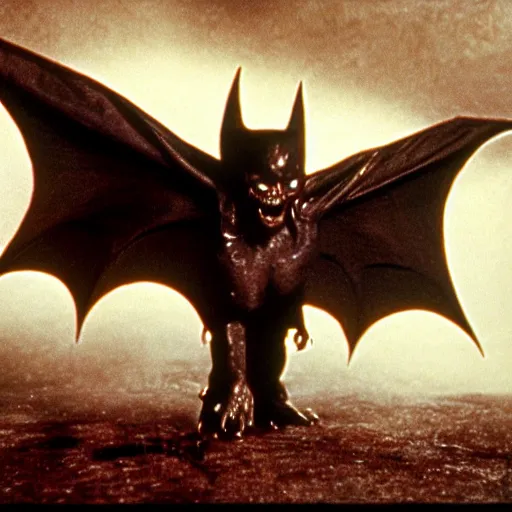 Image similar to a creature from a major horror hollywood movie, bat wings!