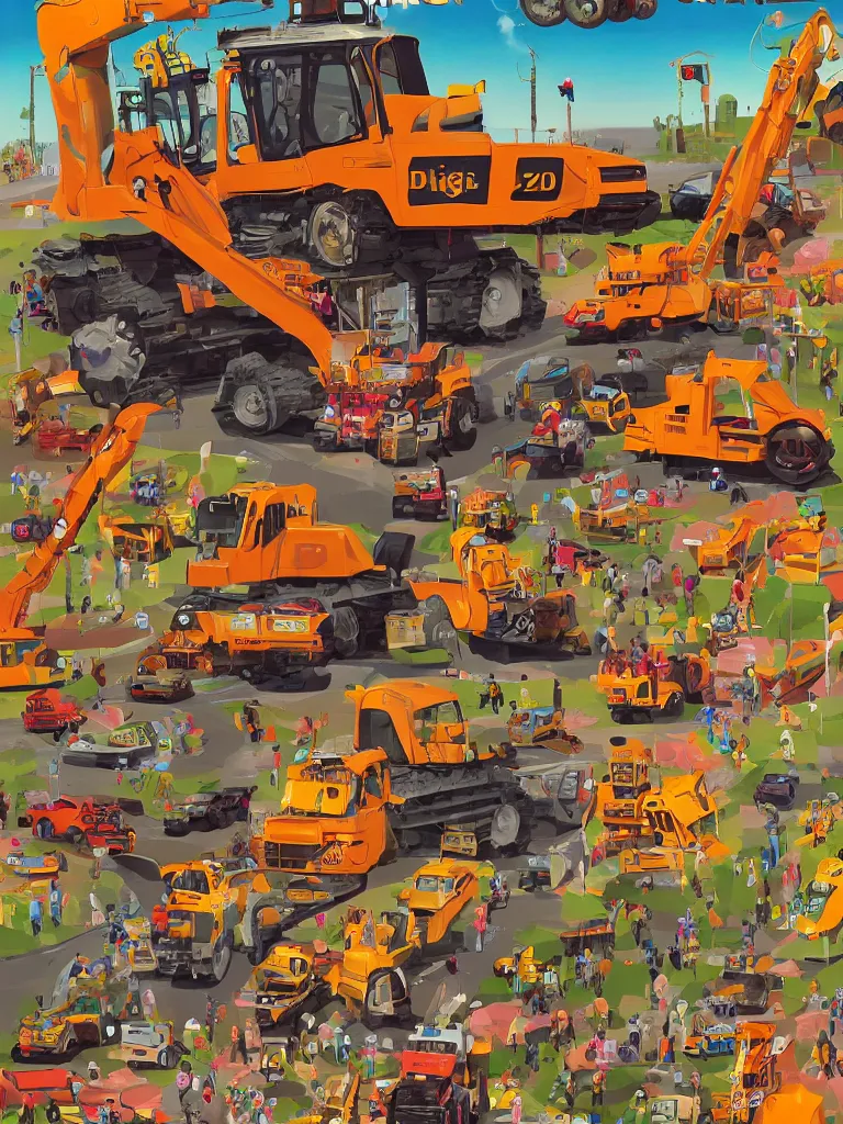 Image similar to poster for the diggerfest festival, digger diggers, y 2 k girl, 8 k, high detail, trendy, photorealism, center of focus, rule of thirds, composition, y 2 k aesthetic!!!