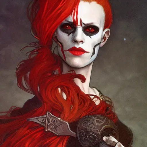 DND character, portait of a woman with short red hair Stable