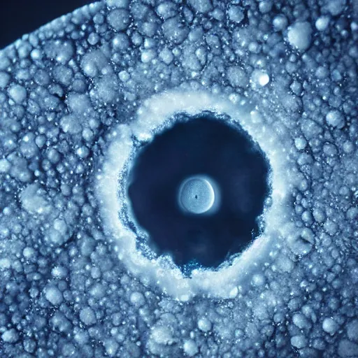 Image similar to amoeba eating infusoria, beautiful macro photography, cold ambient light