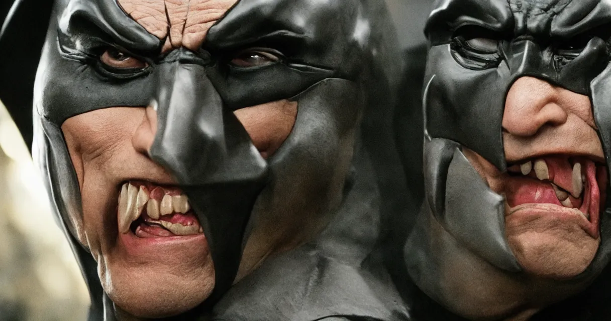 Image similar to danny devito as batman in the dark knight, cinematic, widescreen, 4 k, anamorphic lens, 8 0 mm f / 2. 8