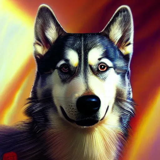 Prompt: beautiful detailed picture of a rastafarian husky, intricate, elegant, highly detailed, my rendition, digital painting, artstation, concept art, smooth, sharp focus, illustration, art by artgerm and greg rutkowski and alphonse mucha