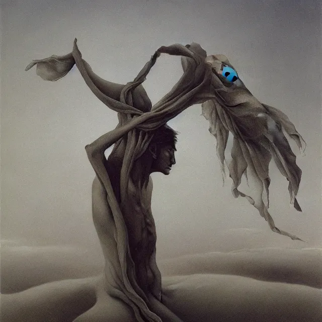 Image similar to Boreas by Zdzisław Beksiński, oil on canvas