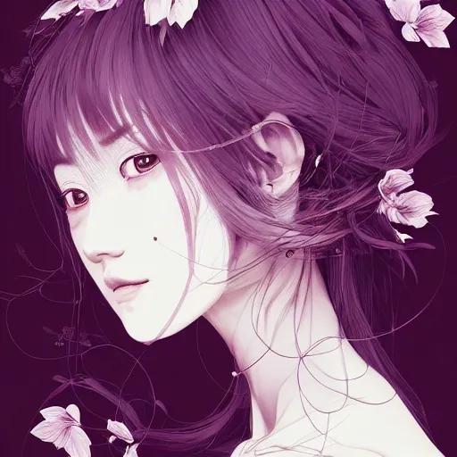 Prompt: the portrait of an absurdly beautiful, graceful, and elegant anime woman made of bananas and petals, an ultrafine detailed illustration by kim jung gi, irakli nadar, rossdraws, intricate linework, bright colors, final fantasy, behance contest winner, angular, unreal engine 5 highly rendered, global illumination, radiant light, detailed and intricate environment